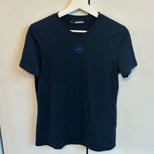 New J.Lindeberg Merino Wool Midnight Blue Women Short Sleeve Tee size M